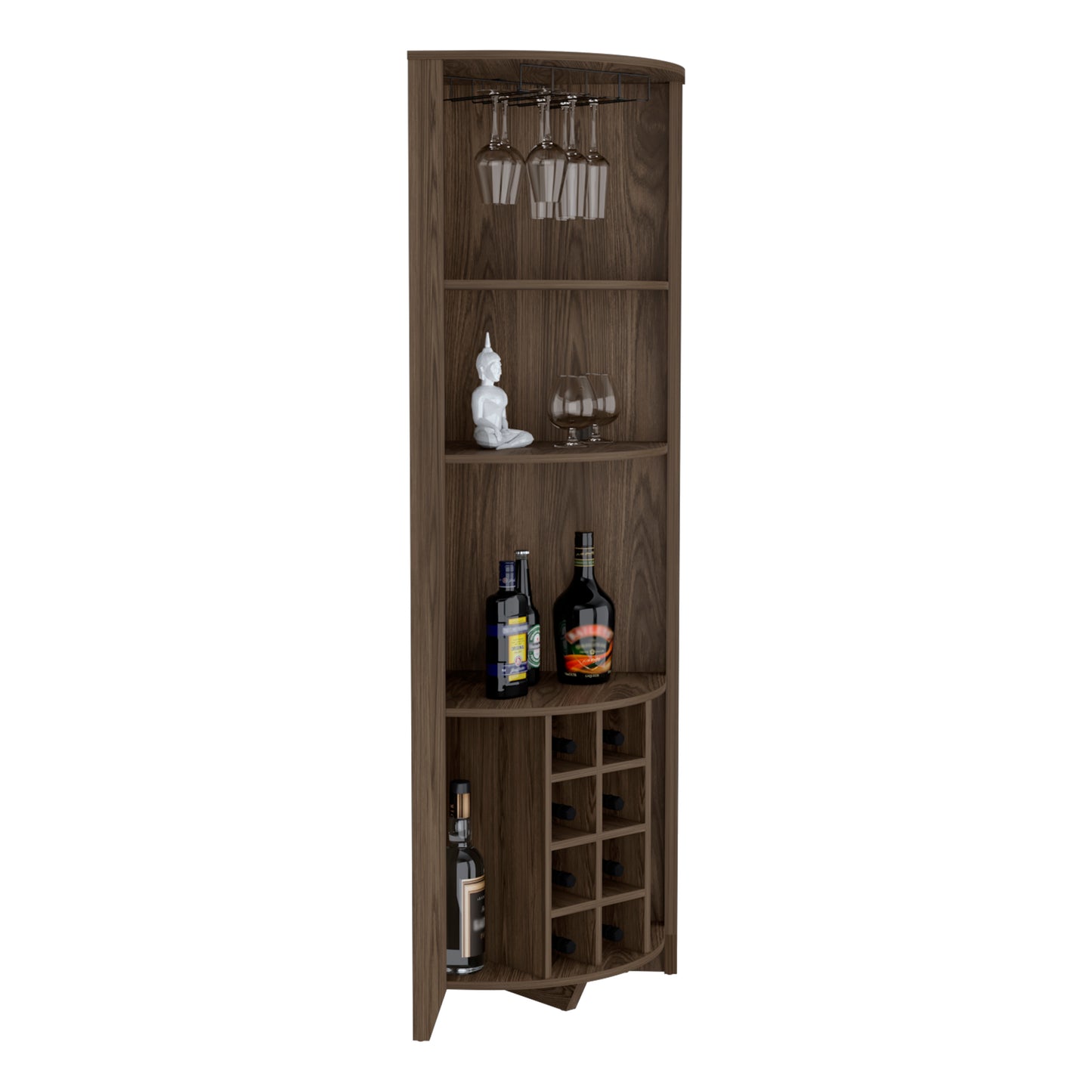 Bar Esquinero Ocho Botelleros Y Portacopas, FM Furniture 002O, Cafe Oscuro