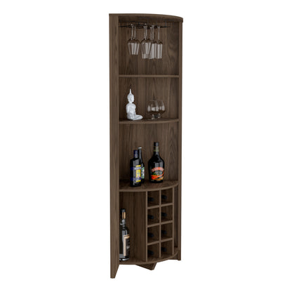 Bar Esquinero Ocho Botelleros Y Portacopas, FM Furniture 002O, Cafe Oscuro