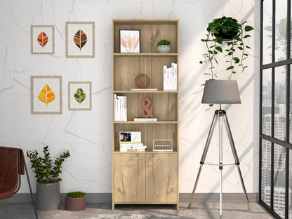 Biblioteca Con Dos Puertas Y  Cinco Repisas, FM Furniture, Cafe Claro