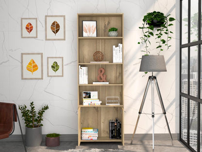 Biblioteca Con Dos Puertas Y  Cinco Repisas, FM Furniture, Cafe Claro
