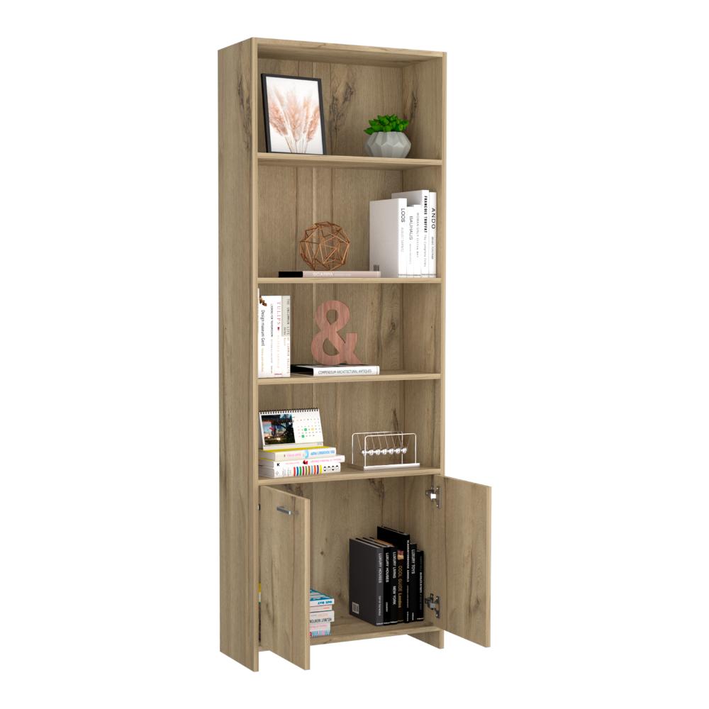 Biblioteca Con Dos Puertas Y  Cinco Repisas, FM Furniture, Cafe Claro