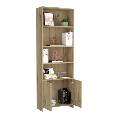 Biblioteca Con Dos Puertas Y  Cinco Repisas, FM Furniture, Cafe Claro