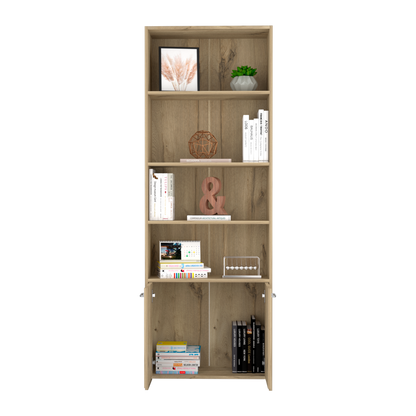 Biblioteca Con Dos Puertas Y  Cinco Repisas, FM Furniture, Cafe Claro