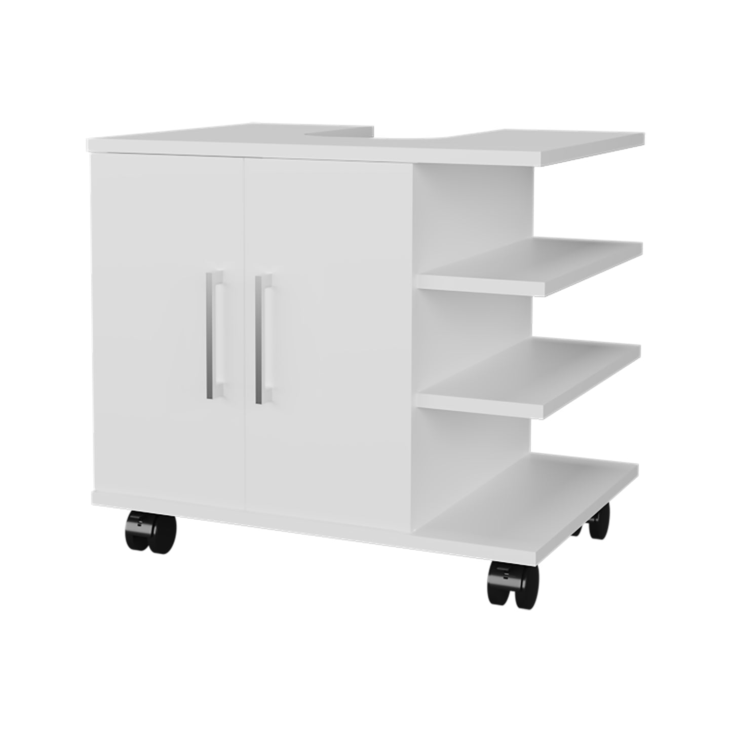 Mueble Baño Piso Lavamanos Con Dos Puertas, FM Furniture, Blanco
