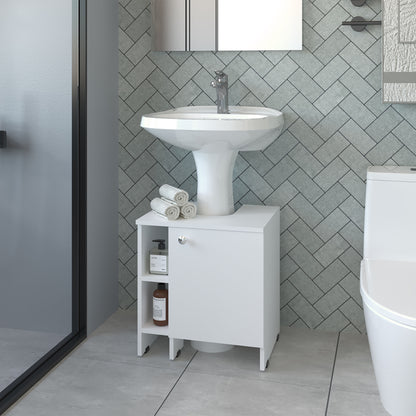Mueble Baño Piso Lavamanos Una Puerta , FM Furniture, Blanco