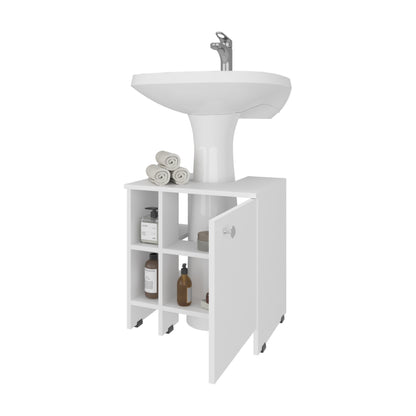 Mueble Baño Piso Lavamanos Una Puerta , FM Furniture, Blanco