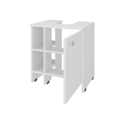 Mueble Baño Piso Lavamanos Una Puerta , FM Furniture, Blanco