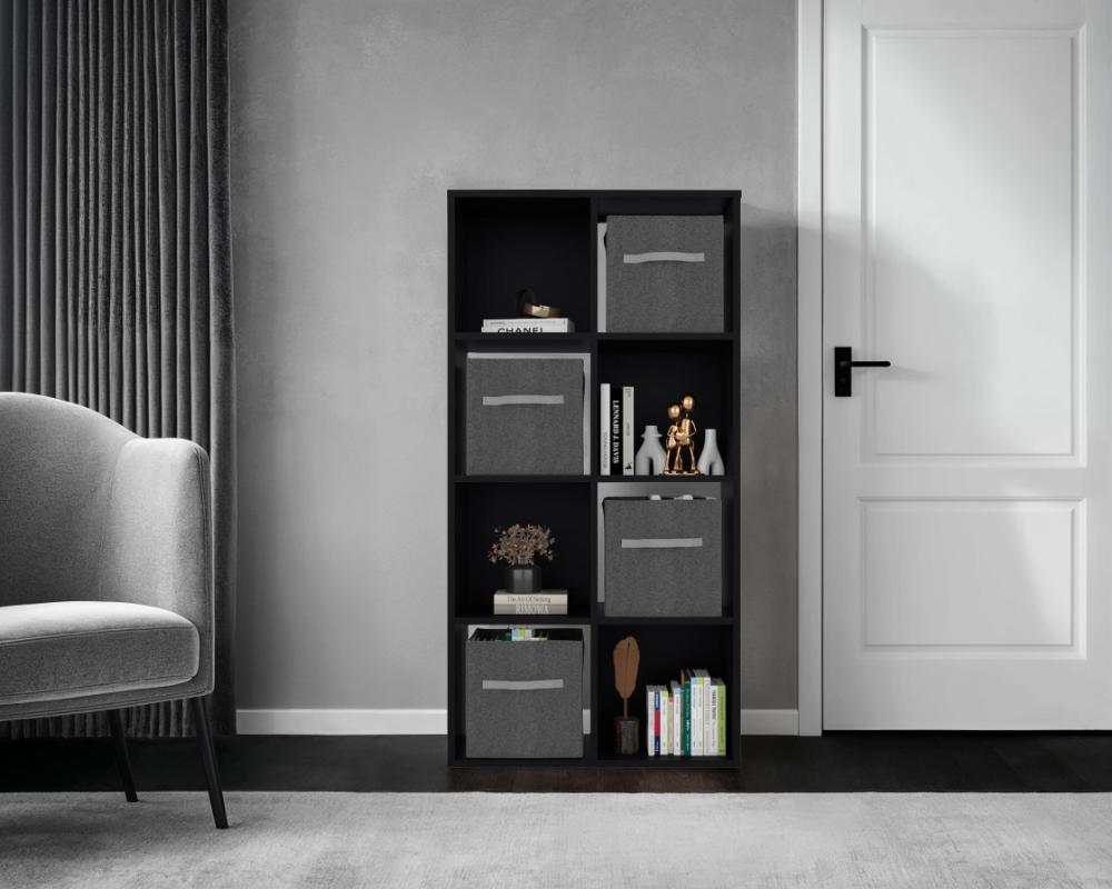 Biblioteca Organizadora Cubik Con Cuatro Cubos En Tela, Gris y Wengue