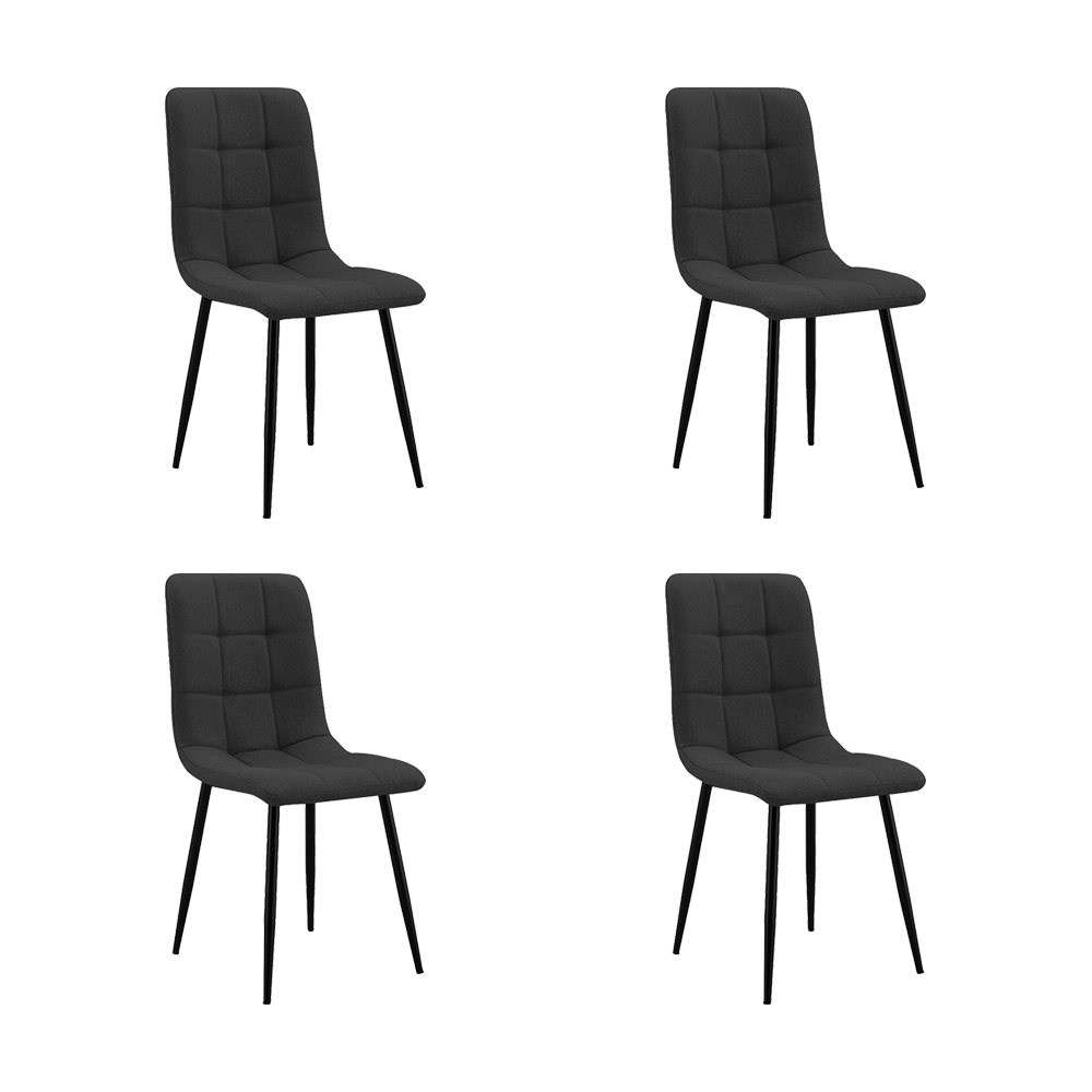 Set de 4 Sillas Flex, Color Negro, con Espaldar y Diseño Moderno
