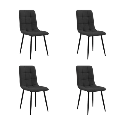 Set de 4 Sillas Flex, Color Negro, con Espaldar y Diseño Moderno
