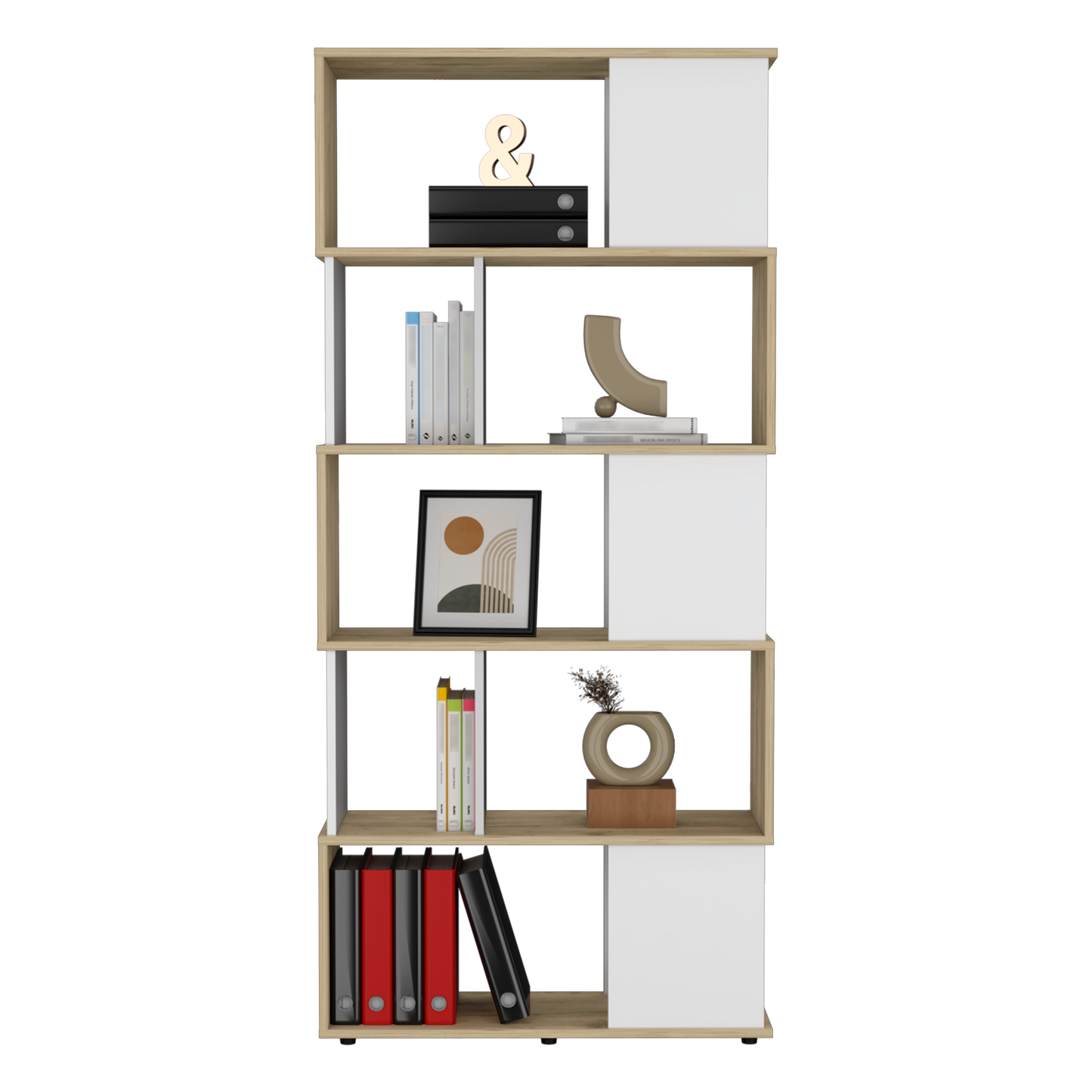 Biblioteca Noah, Macadamia y Blanco Vainilla, con Variedad de Entrepaños