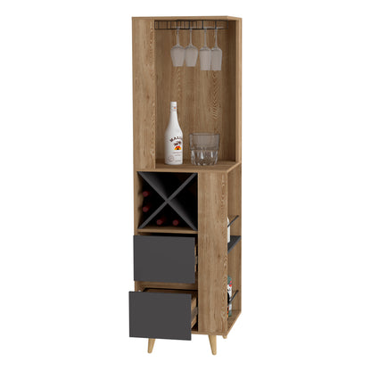 Bar Esquinero Dos Cajones Y Espacio Para Botellas, FM Furniture 004C, Cafe Claro
