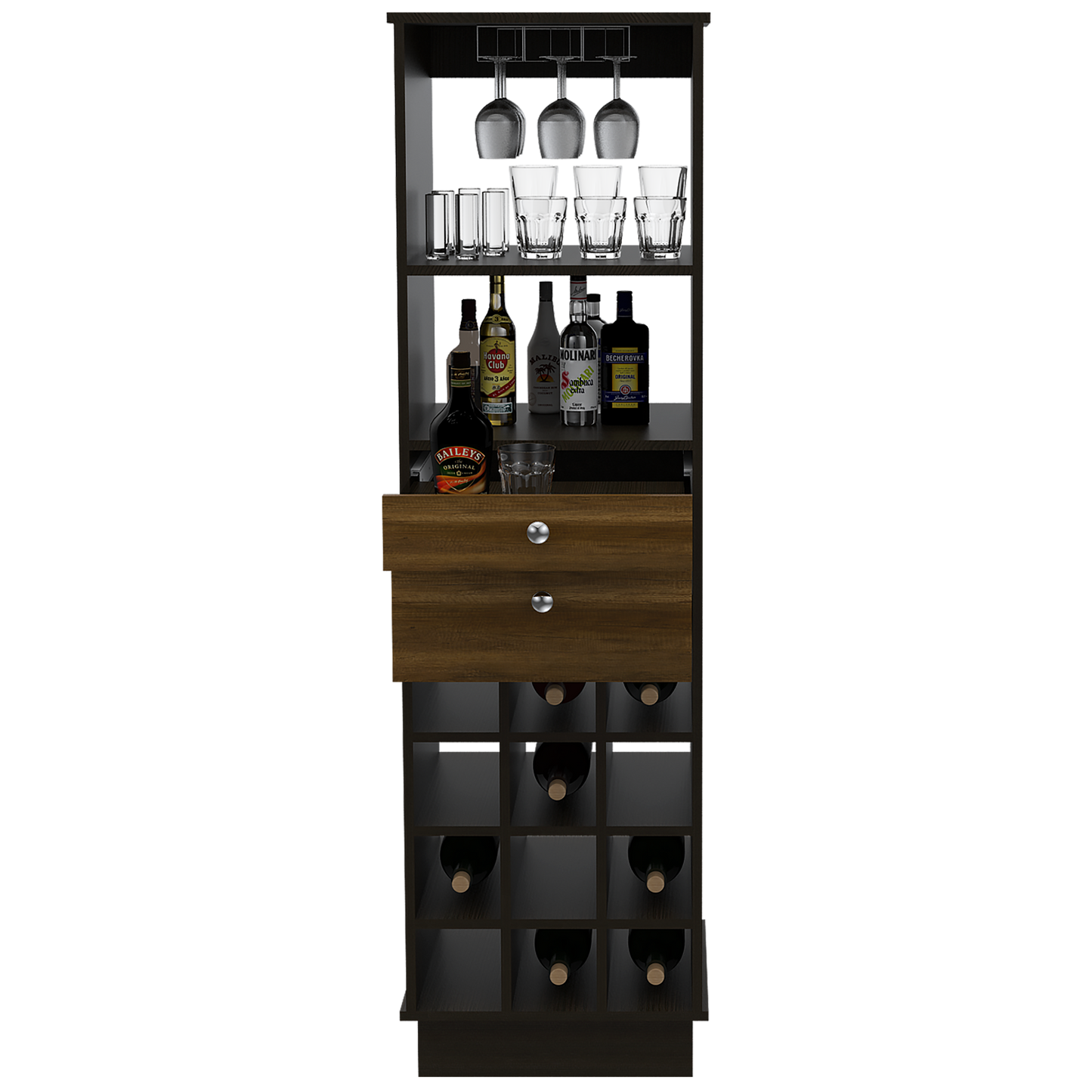 Bar Classic Color Caramelo Wengue y Negro Para Sala De Estar
