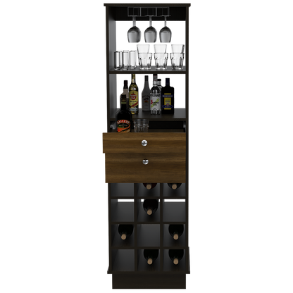 Bar Classic Color Caramelo Wengue y Negro Para Sala De Estar