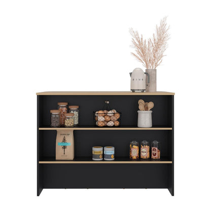 Isla De Cocina Fendi, Negro y Café Claro