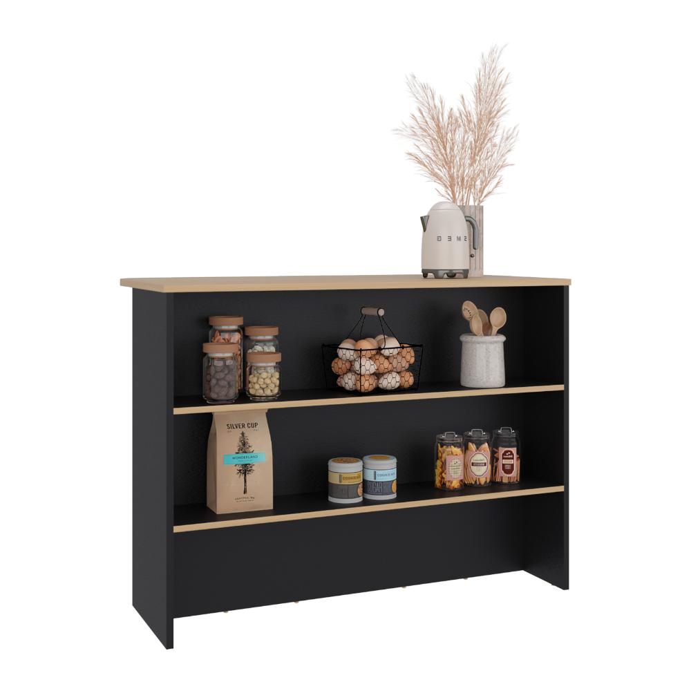 Isla De Cocina Fendi, Negro y Café Claro