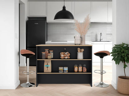 Isla De Cocina Fendi, Negro y Café Claro