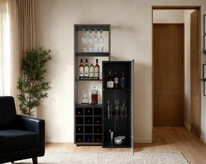 Bar Ozzy Una Puerta De Vidrio Con Cava Para Doce Vinos Y Copero, Wengue / Milan