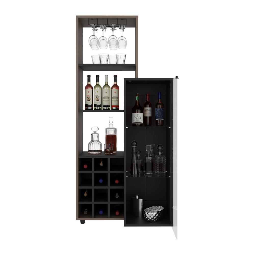 Bar Ozzy Una Puerta De Vidrio Con Cava Para Doce Vinos Y Copero, Wengue / Milan