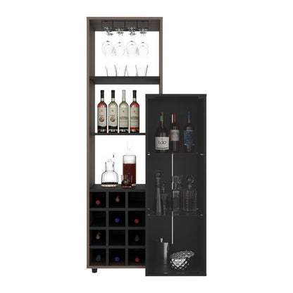 Bar Ozzy Una Puerta De Vidrio Con Cava Para Doce Vinos Y Copero, Wengue / Milan