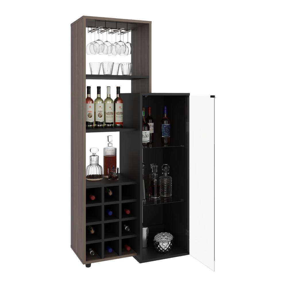 Bar Ozzy Una Puerta De Vidrio Con Cava Para Doce Vinos Y Copero, Wengue / Milan