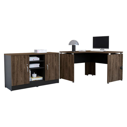 Combo Office, Negro Soft y Coñac, incluye escritorio 120 y gabinete