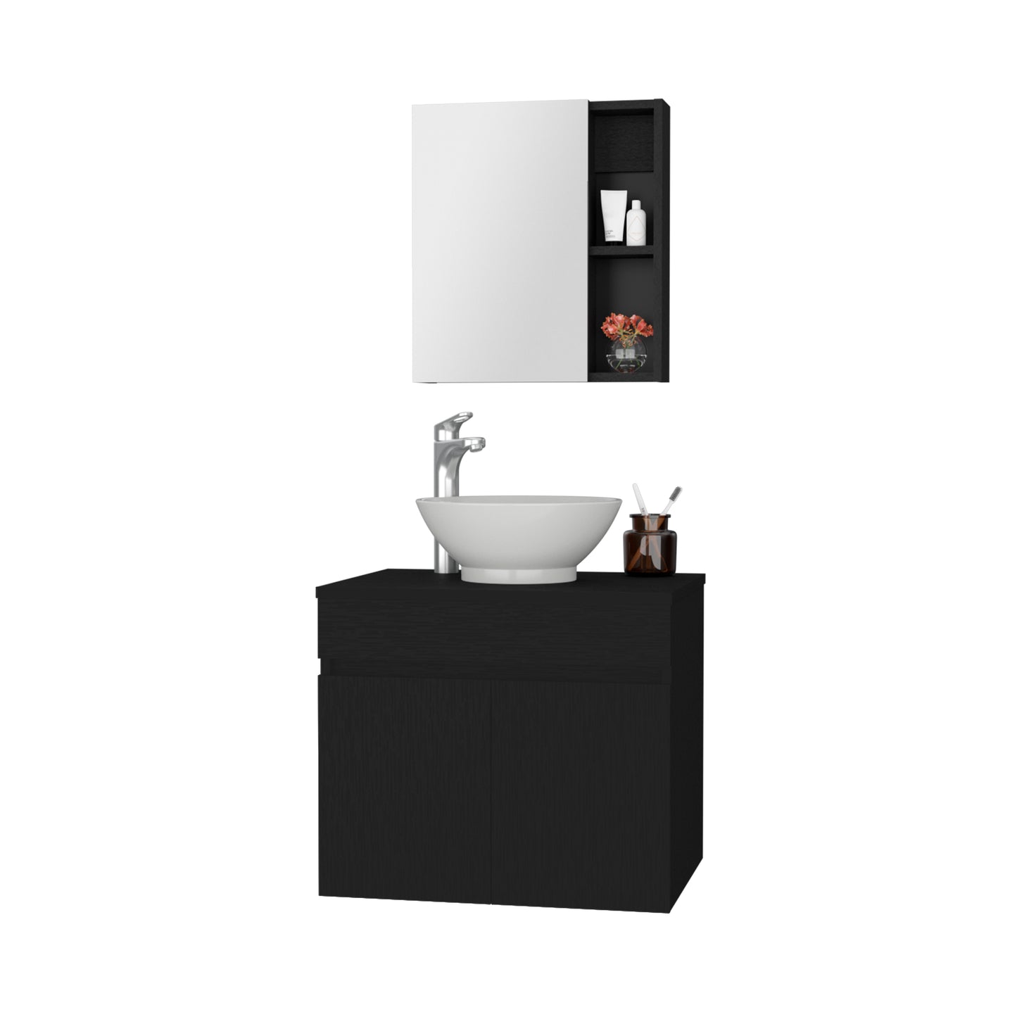 Combo Manchester, Wengue, incluye mueble lavamanos y gabinete de baño