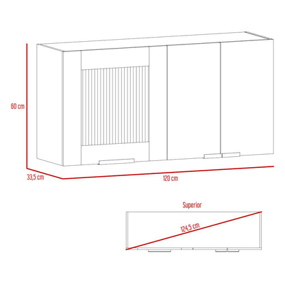 Combo Fendi, Rovere y Blanco, incluye mueble inferior, superior, alacena y barra