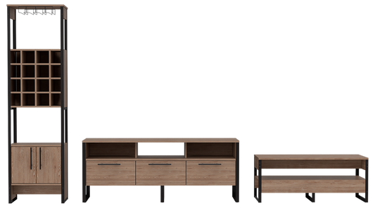 Combo Magnum, Miel, incluye rack TV, bar y mesa centro