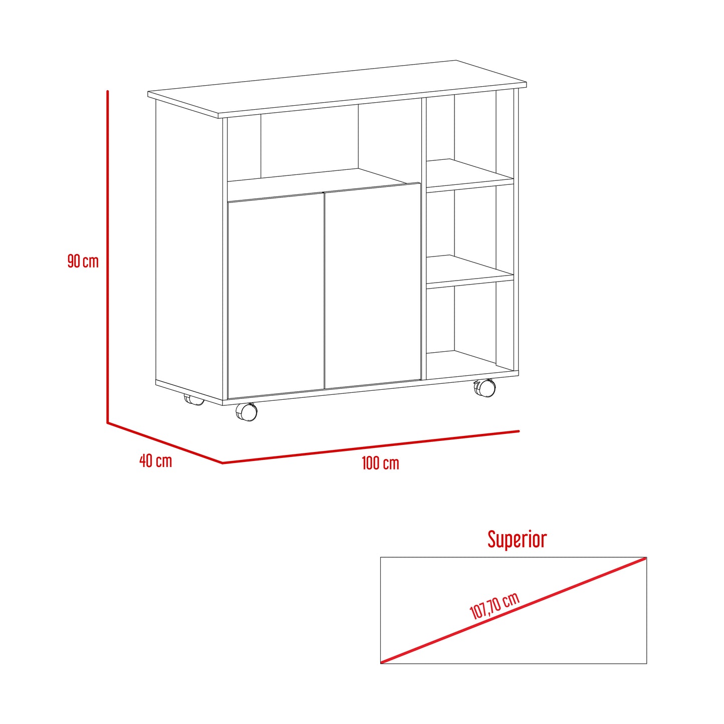 Combo Bicolor, Blanco y Duna, incluye mueble de microondas bajo y meson de cocina con ruedas