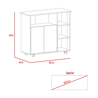 Combo Bicolor, Blanco y Duna, incluye mueble de microondas bajo y meson de cocina con ruedas