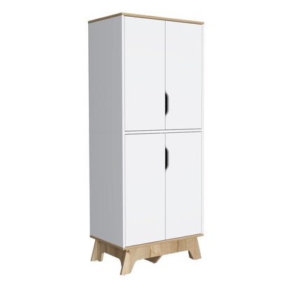 Combo Bicolor, Blanco y Duna, incluye mueble de microondas bajo y meson de cocina con ruedas