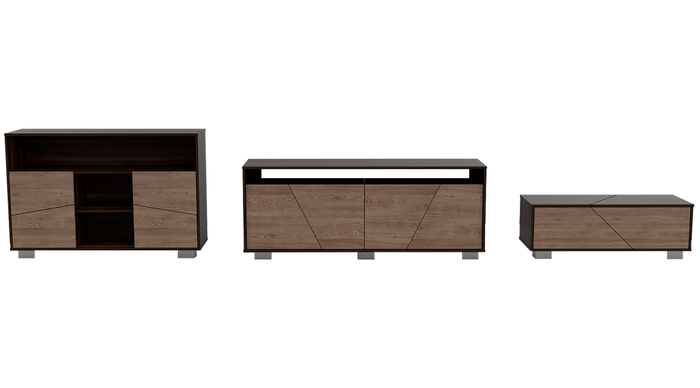 Combo Fraktal, Habano y Miel, incluye rack TV, arrimo y mesa centro