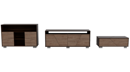 Combo Fraktal, Habano y Miel, incluye rack TV, arrimo y mesa centro