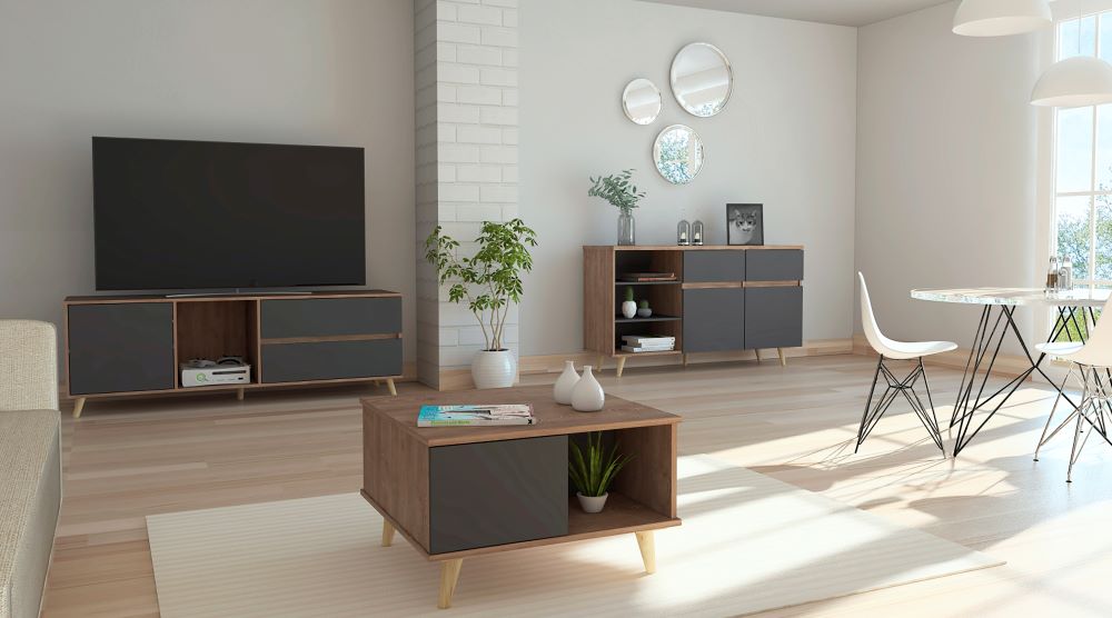 Combo Salem, Miel y Plomo, incluye rack TV, bife y mesa centro