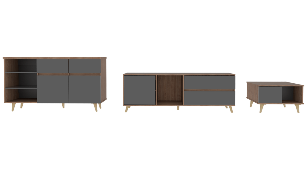 Combo Salem, Miel y Plomo, incluye rack TV, bife y mesa centro