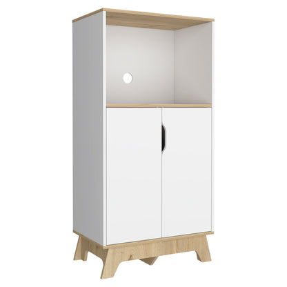 Combo Bicolor, Blanco y Duna, incluye mueble de microondas bajo y meson de cocina con ruedas