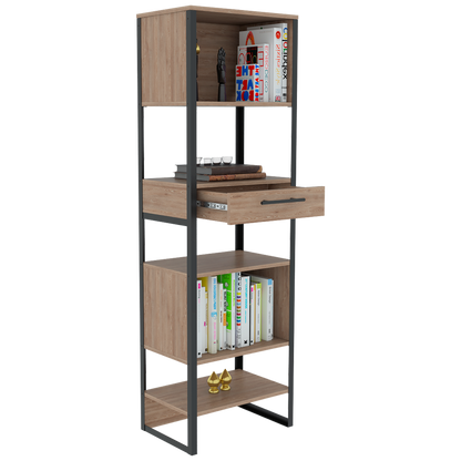 Combo Magnum, Miel, incluye rack TV, biblioteca, bar y mesa centro