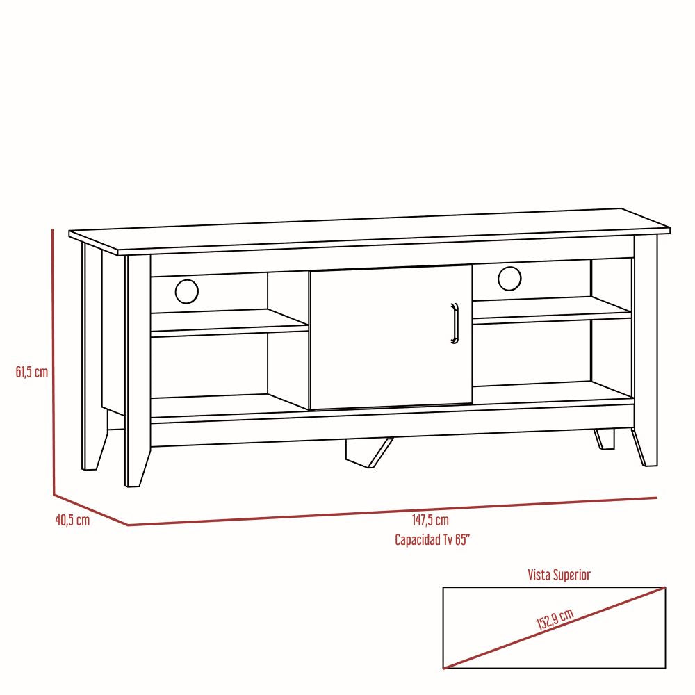 Combo Essential, Rovere, incluye rack TV, librero y arrimo