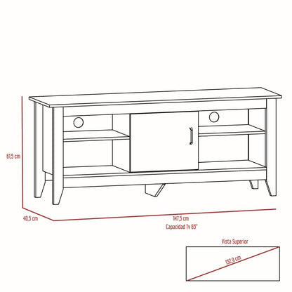 Combo Essential, Rovere, incluye rack TV, librero y arrimo