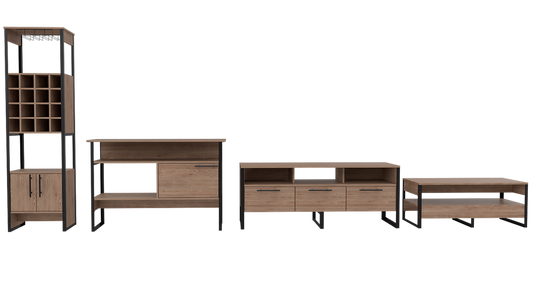Combo Magnum, Miel, incluye rack TV, bar, arrimo y mesa centro