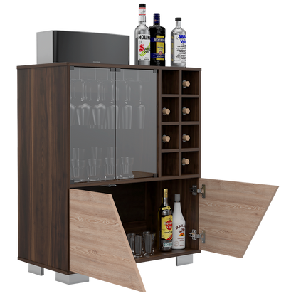 Combo Fraktal, Habano y Miel, incluye rack TV, biblioteca, bar, arrimo y mesa centro