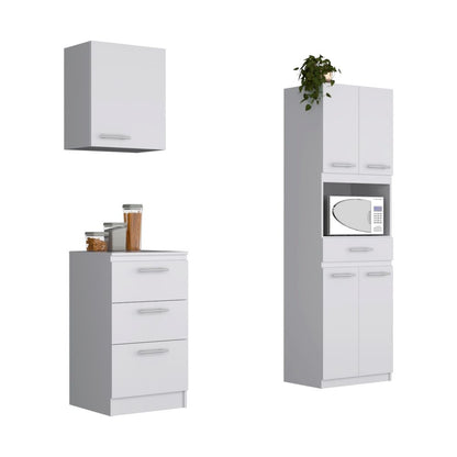 Combo Manchester, Manchester y Blanco, incluye mueble inferior, mueble microondas alto y mueble aéreo
