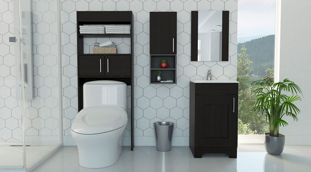 Combo Mybath, Wengue, incluye botiquin mueble lavamanos y muro