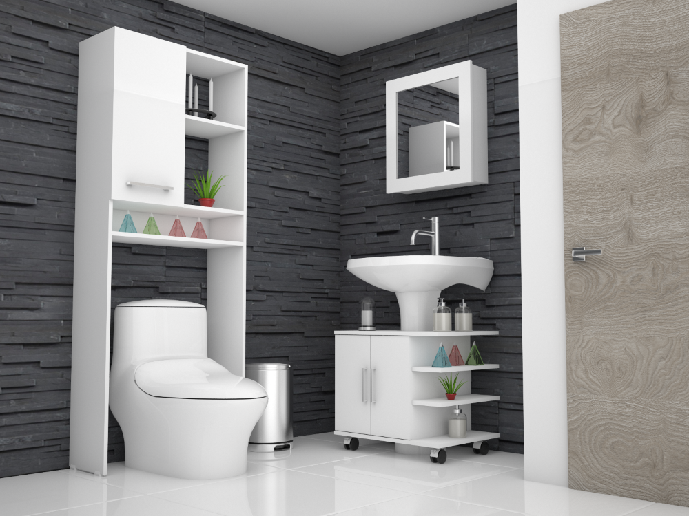 Combo Bicolor, Blanco, incluye botiquin bath 28, optimizador y mueble lavamanos