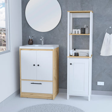 Combo Bicolor, Duna y Blanco, incluye mueble lavamanos y optimizador