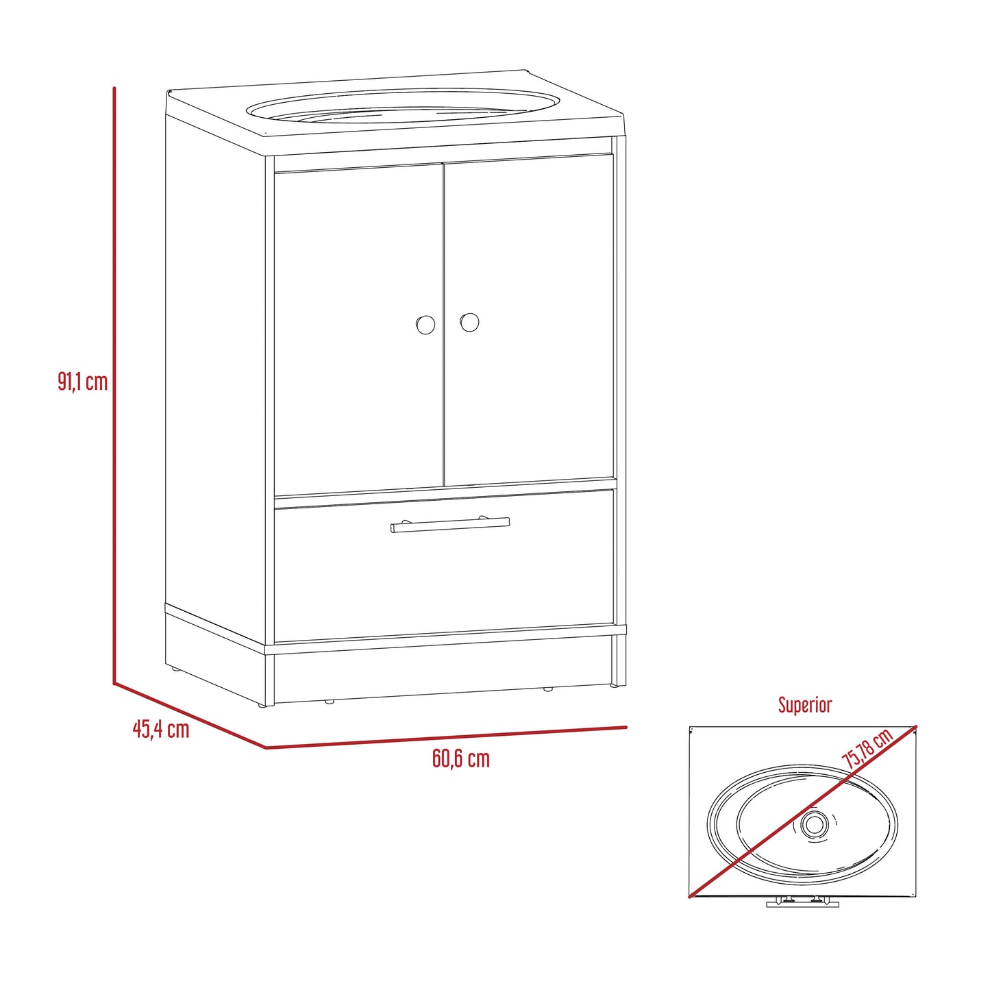 Combo Bicolor, Blanco y Duna, incluye mueble lavamanos y optimizador