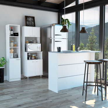 Combo Kitchen, Blanco, incluye mueble microondas 54, barra y optimizador