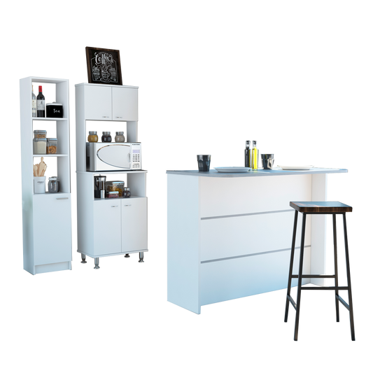 Combo Kitchen, Blanco, incluye mueble microondas 54, barra y optimizador