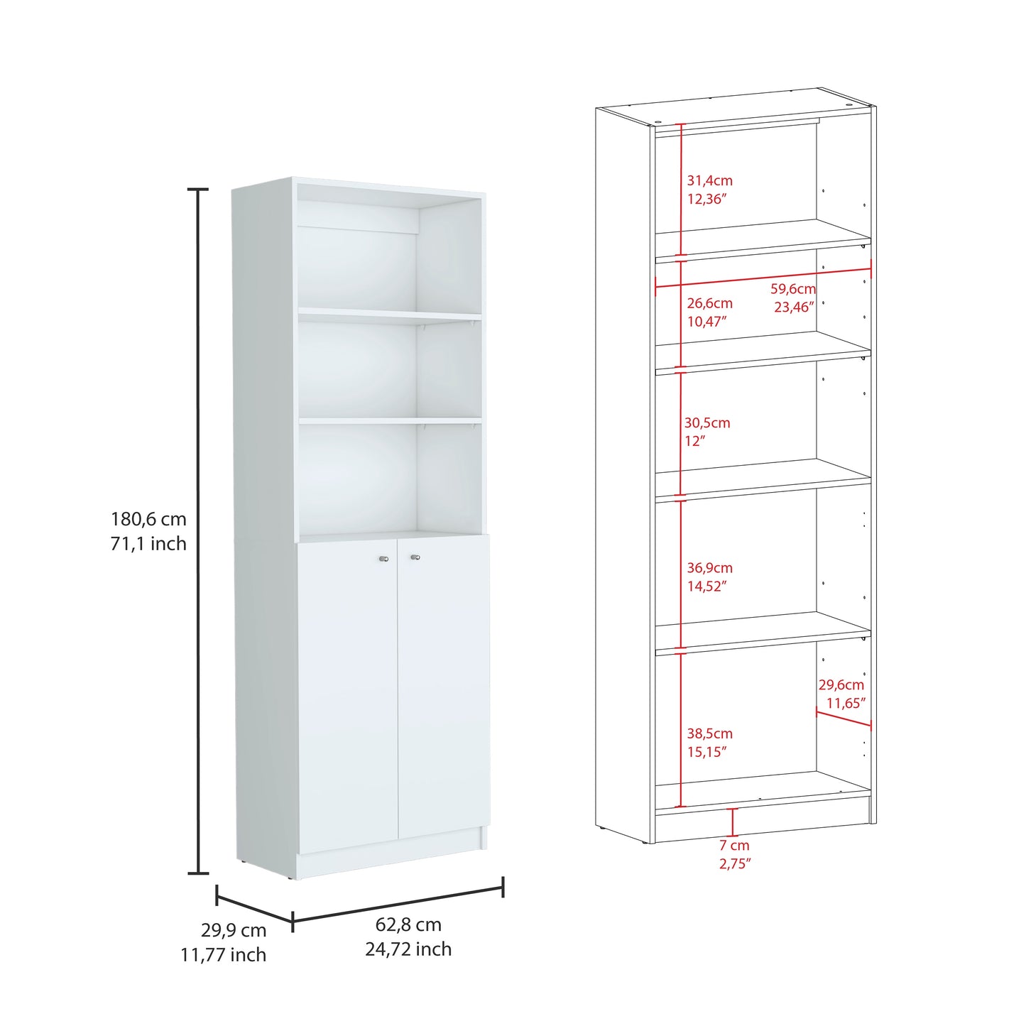 Combo Home, Estante Colección 25, Blanco, con dos estantes